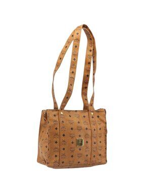 MCM Vicetos Logogram Tote Bag PVC Leather Brown Gold